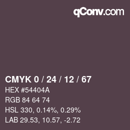 カラーコード: CMYK 0 / 24 / 12 / 67 | qconv.com