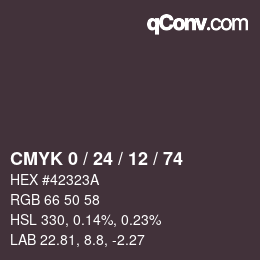 カラーコード: CMYK 0 / 24 / 12 / 74 | qconv.com