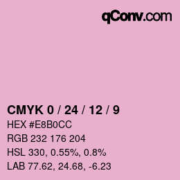 カラーコード: CMYK 0 / 24 / 12 / 9 | qconv.com