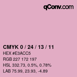 カラーコード: CMYK 0 / 24 / 13 / 11 | qconv.com