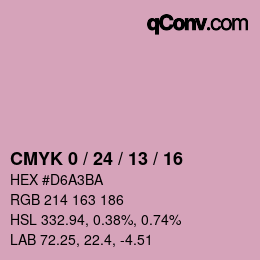 カラーコード: CMYK 0 / 24 / 13 / 16 | qconv.com