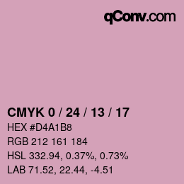 カラーコード: CMYK 0 / 24 / 13 / 17 | qconv.com