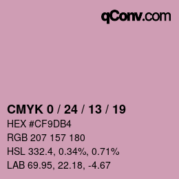 カラーコード: CMYK 0 / 24 / 13 / 19 | qconv.com
