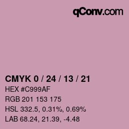 カラーコード: CMYK 0 / 24 / 13 / 21 | qconv.com