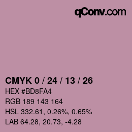 カラーコード: CMYK 0 / 24 / 13 / 26 | qconv.com