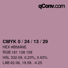 カラーコード: CMYK 0 / 24 / 13 / 29 | qconv.com