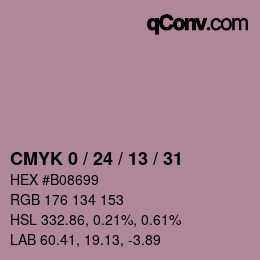 颜色代码: CMYK 0 / 24 / 13 / 31 | qconv.com