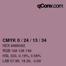 カラーコード: CMYK 0 / 24 / 13 / 34 | qconv.com