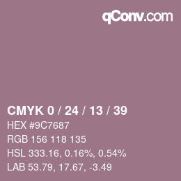 カラーコード: CMYK 0 / 24 / 13 / 39 | qconv.com