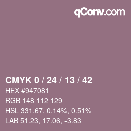 カラーコード: CMYK 0 / 24 / 13 / 42 | qconv.com