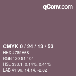 カラーコード: CMYK 0 / 24 / 13 / 53 | qconv.com
