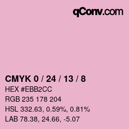 カラーコード: CMYK 0 / 24 / 13 / 8 | qconv.com