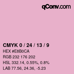 カラーコード: CMYK 0 / 24 / 13 / 9 | qconv.com