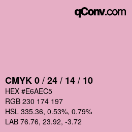 カラーコード: CMYK 0 / 24 / 14 / 10 | qconv.com