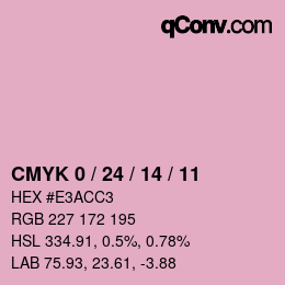 カラーコード: CMYK 0 / 24 / 14 / 11 | qconv.com