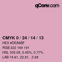 カラーコード: CMYK 0 / 24 / 14 / 13 | qconv.com