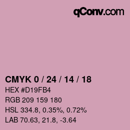 カラーコード: CMYK 0 / 24 / 14 / 18 | qconv.com