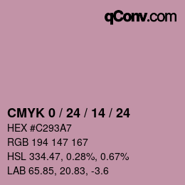 カラーコード: CMYK 0 / 24 / 14 / 24 | qconv.com