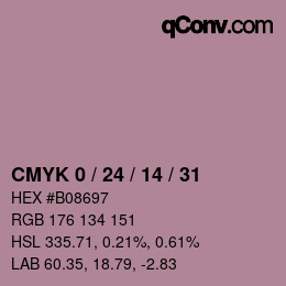 カラーコード: CMYK 0 / 24 / 14 / 31 | qconv.com
