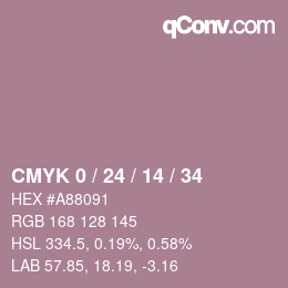 カラーコード: CMYK 0 / 24 / 14 / 34 | qconv.com
