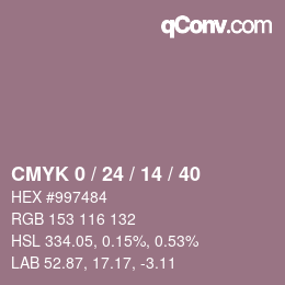 カラーコード: CMYK 0 / 24 / 14 / 40 | qconv.com