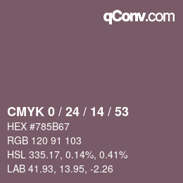 カラーコード: CMYK 0 / 24 / 14 / 53 | qconv.com
