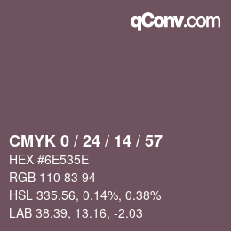 カラーコード: CMYK 0 / 24 / 14 / 57 | qconv.com
