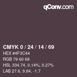 カラーコード: CMYK 0 / 24 / 14 / 69 | qconv.com