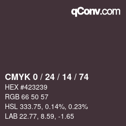 カラーコード: CMYK 0 / 24 / 14 / 74 | qconv.com