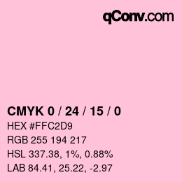 カラーコード: CMYK 0 / 24 / 15 / 0 | qconv.com