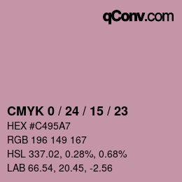 カラーコード: CMYK 0 / 24 / 15 / 23 | qconv.com