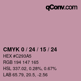 カラーコード: CMYK 0 / 24 / 15 / 24 | qconv.com