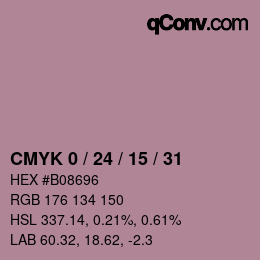 カラーコード: CMYK 0 / 24 / 15 / 31 | qconv.com