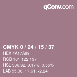 カラーコード: CMYK 0 / 24 / 15 / 37 | qconv.com