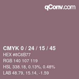 カラーコード: CMYK 0 / 24 / 15 / 45 | qconv.com