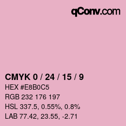 カラーコード: CMYK 0 / 24 / 15 / 9 | qconv.com