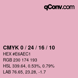 カラーコード: CMYK 0 / 24 / 16 / 10 | qconv.com