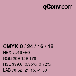 カラーコード: CMYK 0 / 24 / 16 / 18 | qconv.com