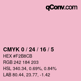カラーコード: CMYK 0 / 24 / 16 / 5 | qconv.com