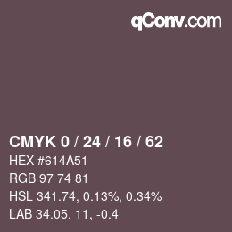 カラーコード: CMYK 0 / 24 / 16 / 62 | qconv.com