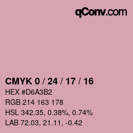 カラーコード: CMYK 0 / 24 / 17 / 16 | qconv.com