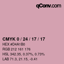 カラーコード: CMYK 0 / 24 / 17 / 17 | qconv.com