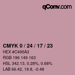 カラーコード: CMYK 0 / 24 / 17 / 23 | qconv.com