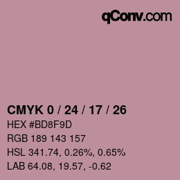 カラーコード: CMYK 0 / 24 / 17 / 26 | qconv.com