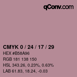 颜色代码: CMYK 0 / 24 / 17 / 29 | qconv.com