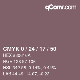 颜色代码: CMYK 0 / 24 / 17 / 50 | qconv.com