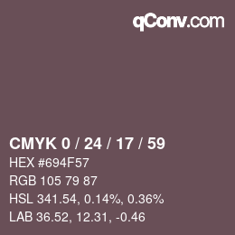 カラーコード: CMYK 0 / 24 / 17 / 59 | qconv.com