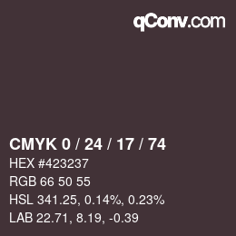 カラーコード: CMYK 0 / 24 / 17 / 74 | qconv.com