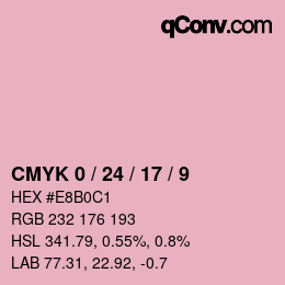 カラーコード: CMYK 0 / 24 / 17 / 9 | qconv.com