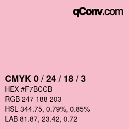 カラーコード: CMYK 0 / 24 / 18 / 3 | qconv.com